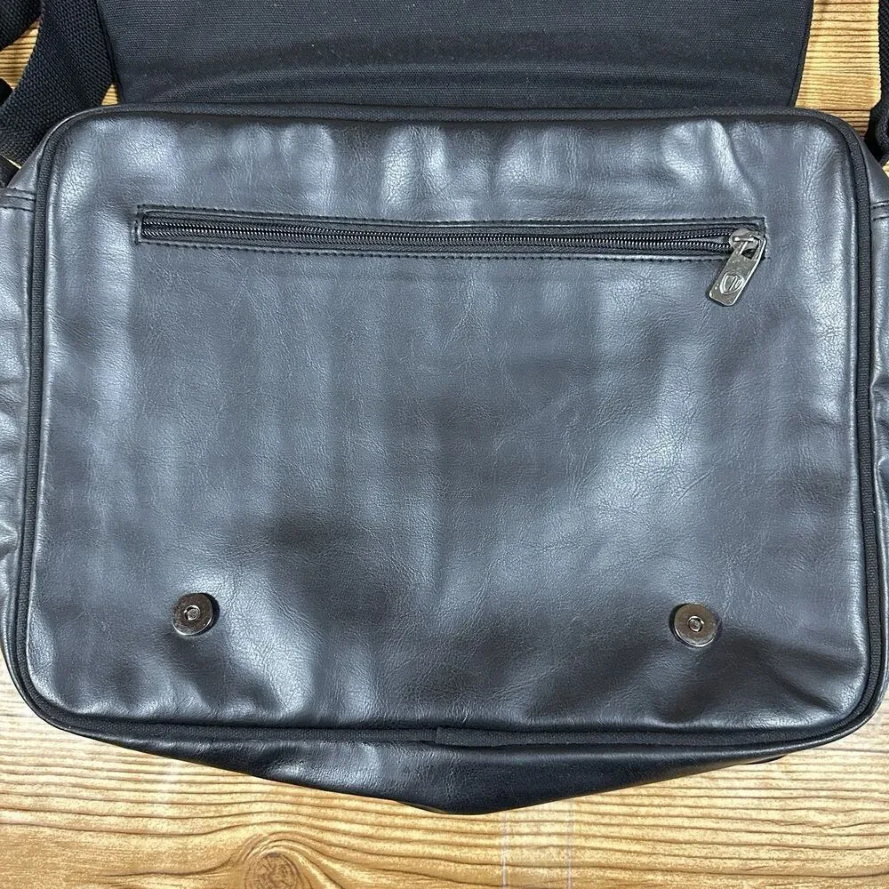 Ben‎ Sherman Faux Leather Messenger Bag Laptop Bag Black 16x12”